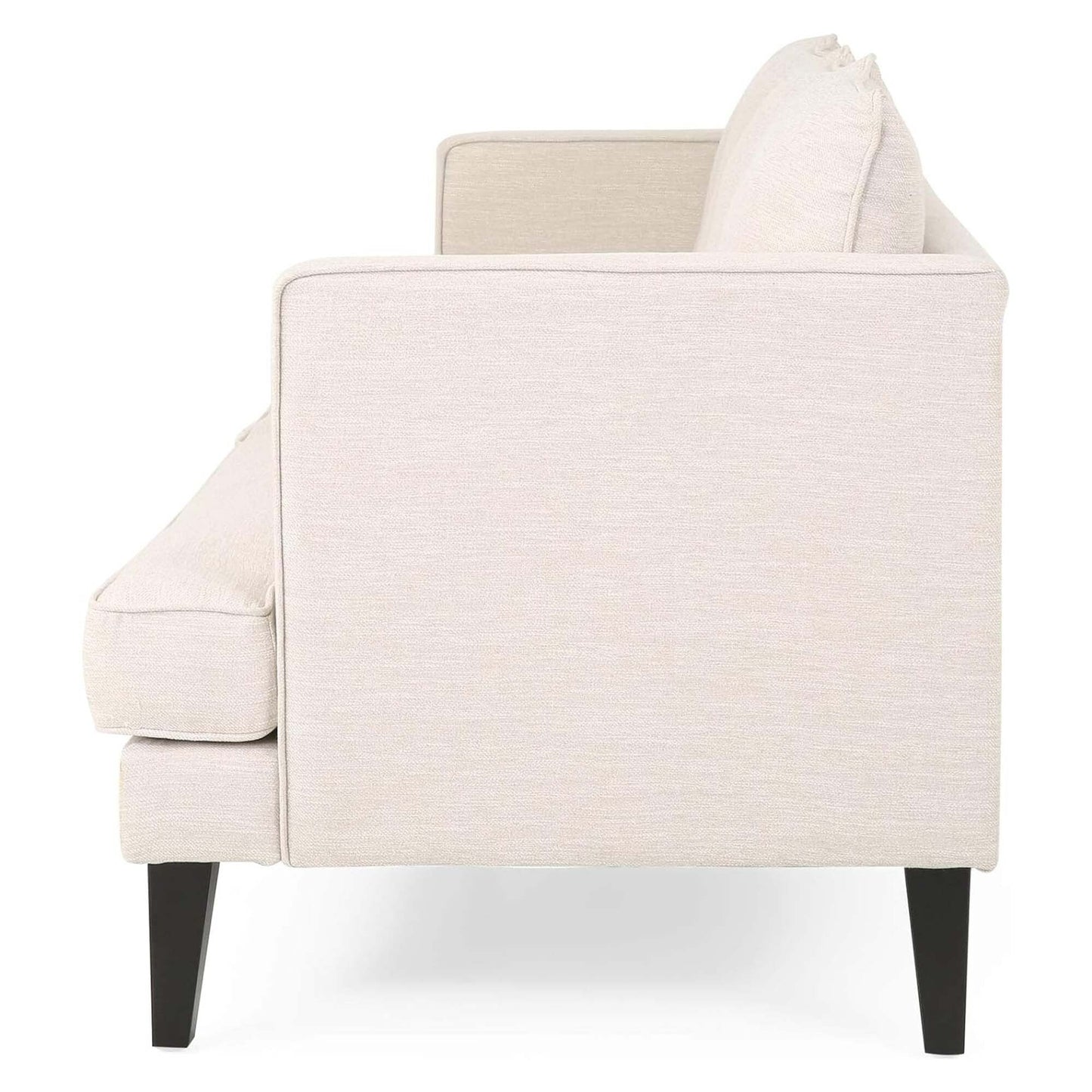 3-seater Sofa with Wood Legs and Tufted Back