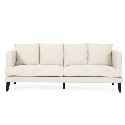3-seater Sofa with Wood Legs and Tufted Back