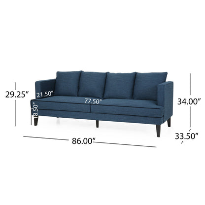 3-seater Sofa with Wood Legs and Tufted Back