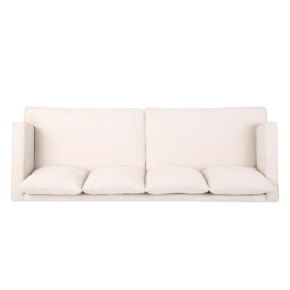 3-seater Sofa with Wood Legs and Tufted Back
