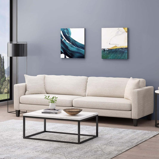 3-seater Sofa with Wood Legs and Two Pillows