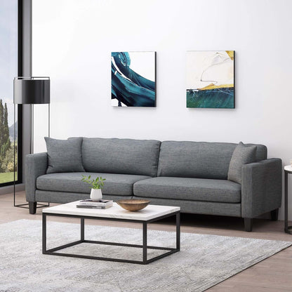 3-seater Sofa with Wood Legs and Two Pillows
