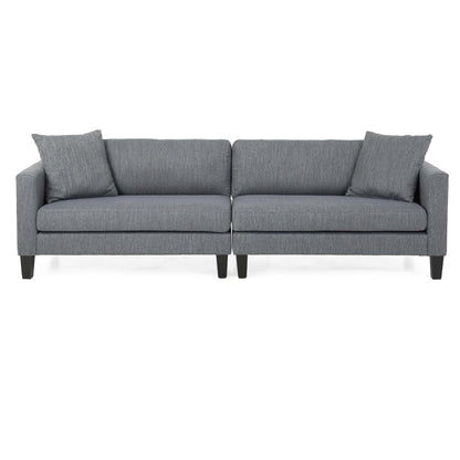 3-seater Sofa with Wood Legs and Two Pillows