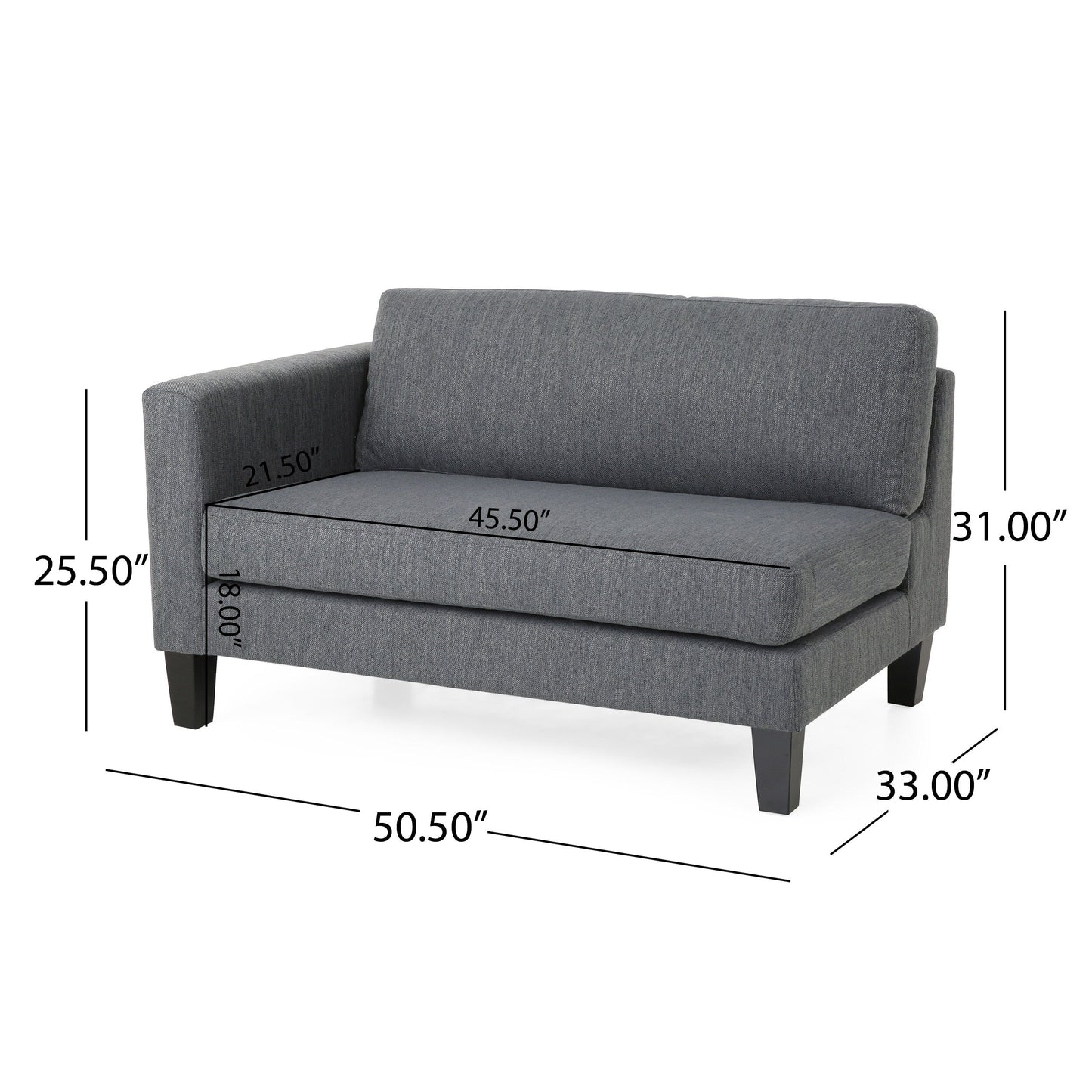 3-seater Sofa with Wood Legs and Two Pillows
