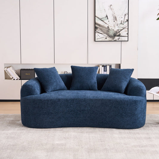 30D Chenille No-Assembly Compact Curved Loveseat Full Compression Sponge Sofa