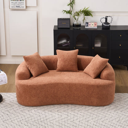 30D Chenille No-Assembly Compact Curved Loveseat Full Compression Sponge Sofa