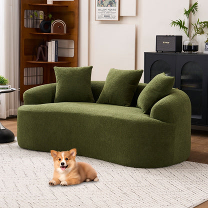 30D Chenille No-Assembly Compact Curved Loveseat Full Compression Sponge Sofa
