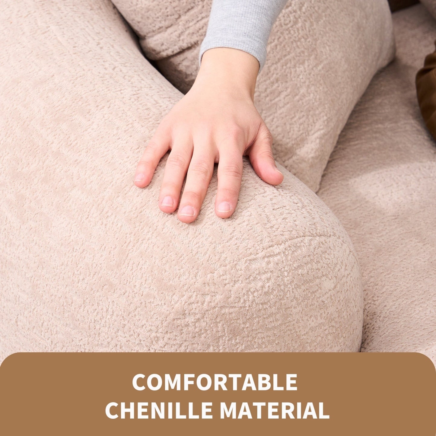 30D Chenille No-Assembly Compact Curved Loveseat Full Compression Sponge Sofa