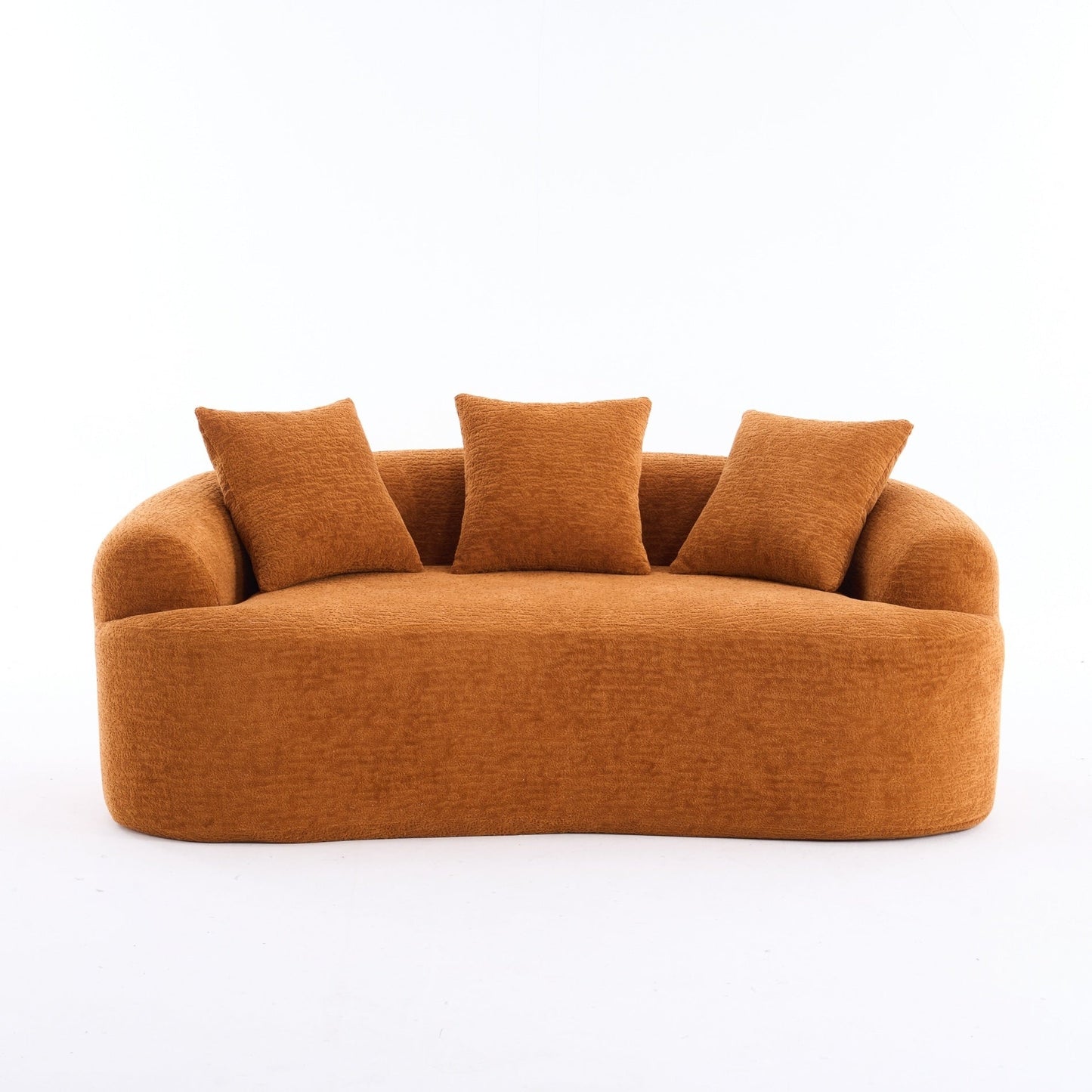30D Chenille No-Assembly Compact Curved Loveseat Full Compression Sponge Sofa