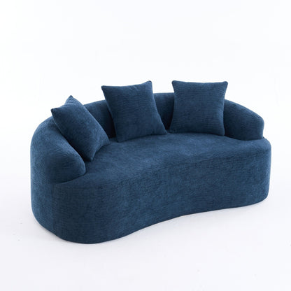 30D Chenille No-Assembly Compact Curved Loveseat Full Compression Sponge Sofa