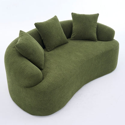 30D Chenille No-Assembly Compact Curved Loveseat Full Compression Sponge Sofa
