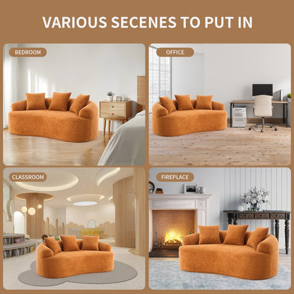 30D Chenille No-Assembly Compact Curved Loveseat Full Compression Sponge Sofa