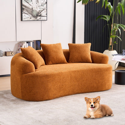 30D Chenille No-Assembly Compact Curved Loveseat Full Compression Sponge Sofa