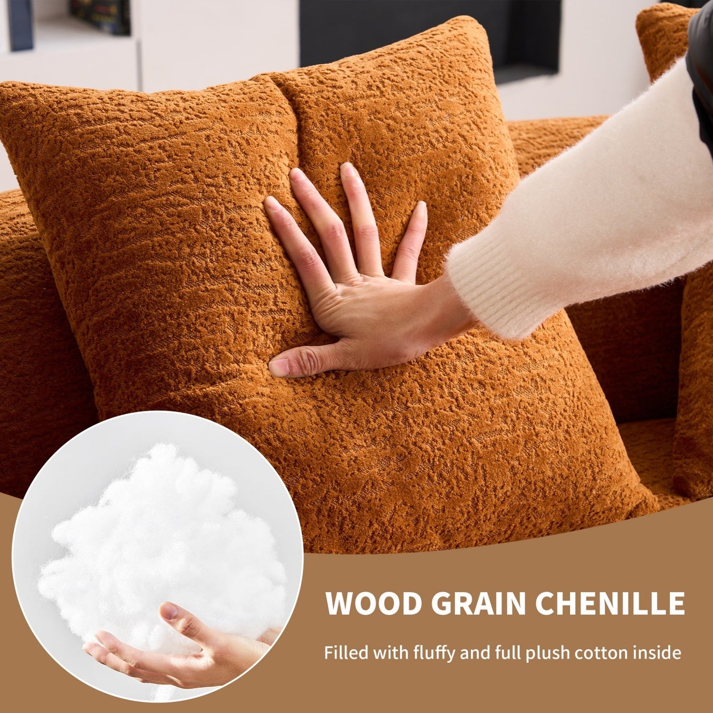 30D Chenille No-Assembly Compact Curved Loveseat Full Compression Sponge Sofa