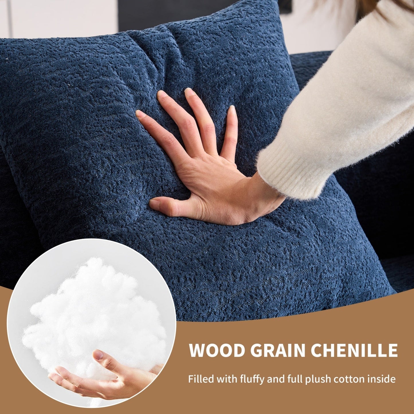 30D Chenille No-Assembly Compact Curved Loveseat Full Compression Sponge Sofa