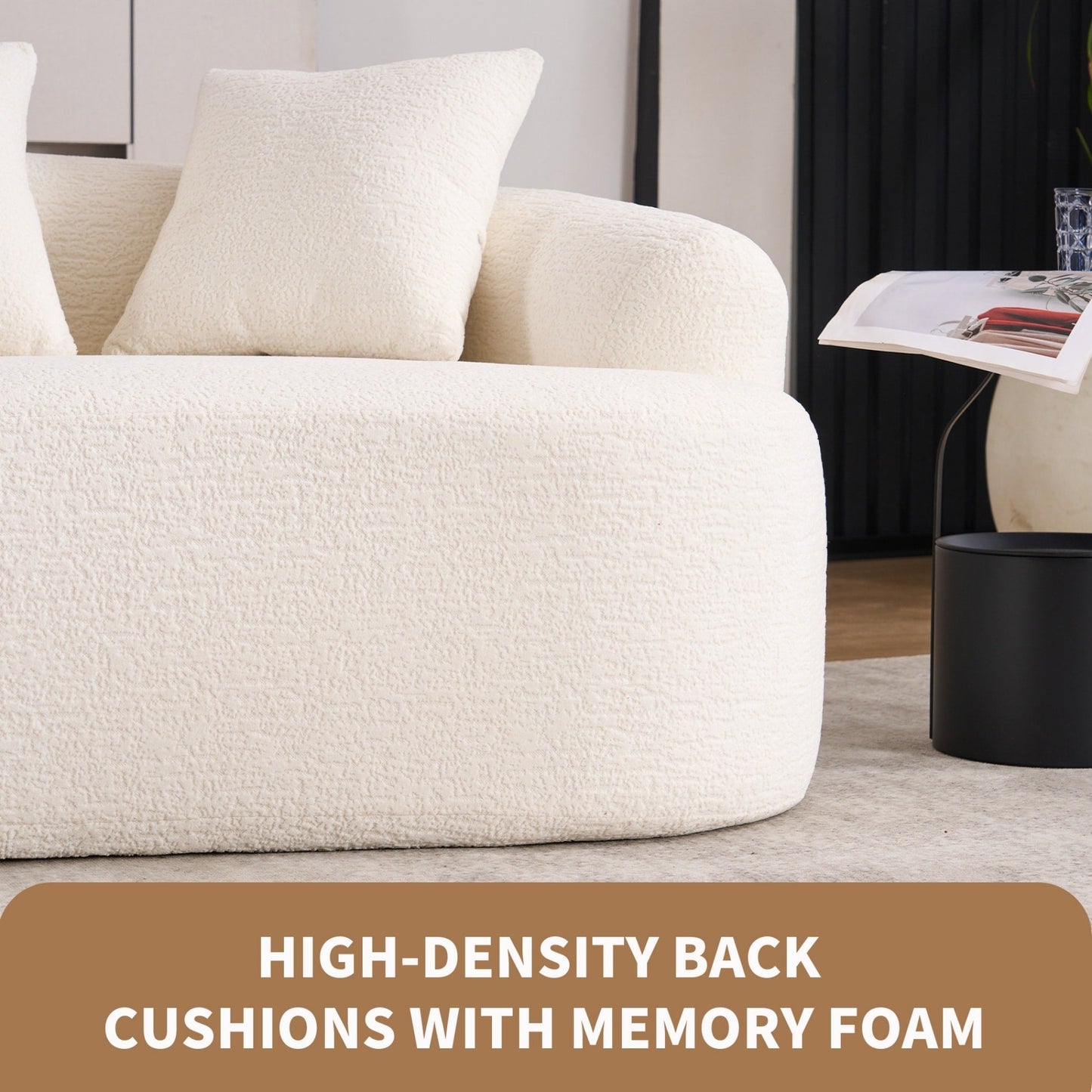 30D Chenille No-Assembly Compact Curved Loveseat Full Compression Sponge Sofa