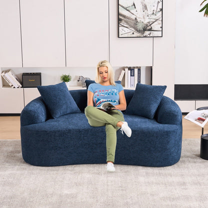 30D Chenille No-Assembly Compact Curved Loveseat Full Compression Sponge Sofa
