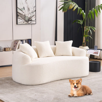 30D Chenille No-Assembly Compact Curved Loveseat Full Compression Sponge Sofa