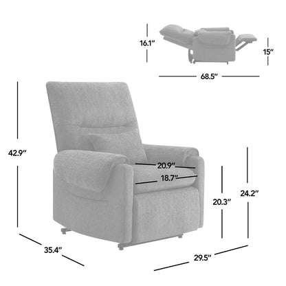30 Power Lift Assist Recliner Arm Chair Steel Gray Chenille