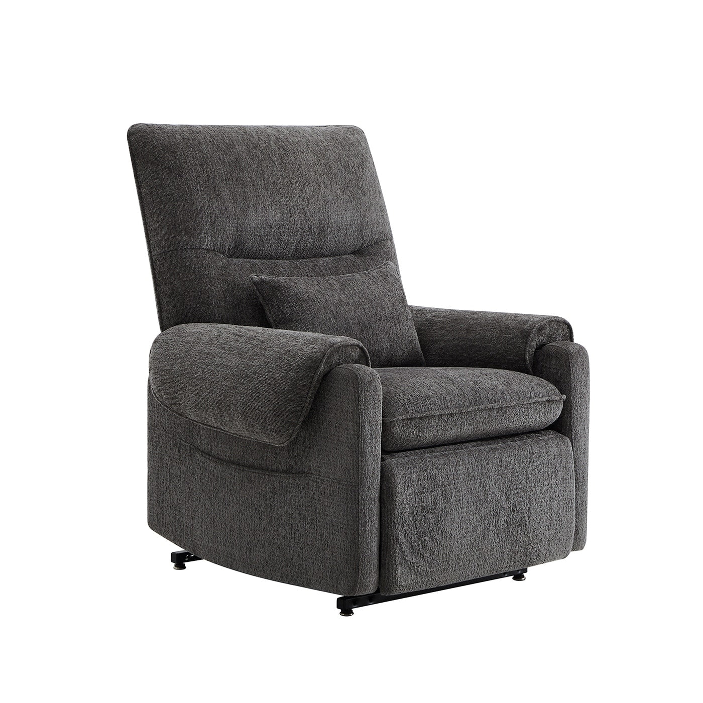 30 Power Lift Assist Recliner Arm Chair Steel Gray Chenille