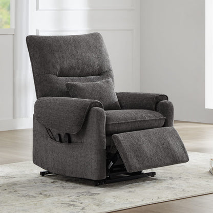 30 Power Lift Assist Recliner Arm Chair Steel Gray Chenille