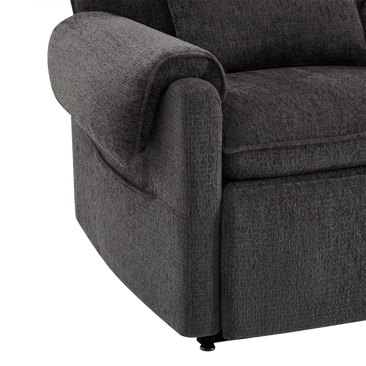 30 Power Lift Assist Recliner Arm Chair Steel Gray Chenille