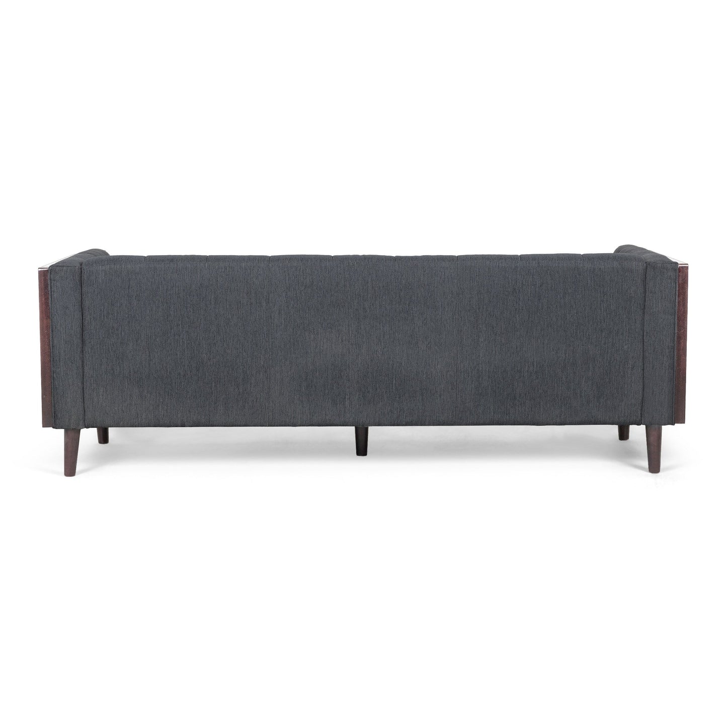 31.5 Button Tufted 3-seater Sofa with Wood Legs and Rubberwood Frame for Living Room