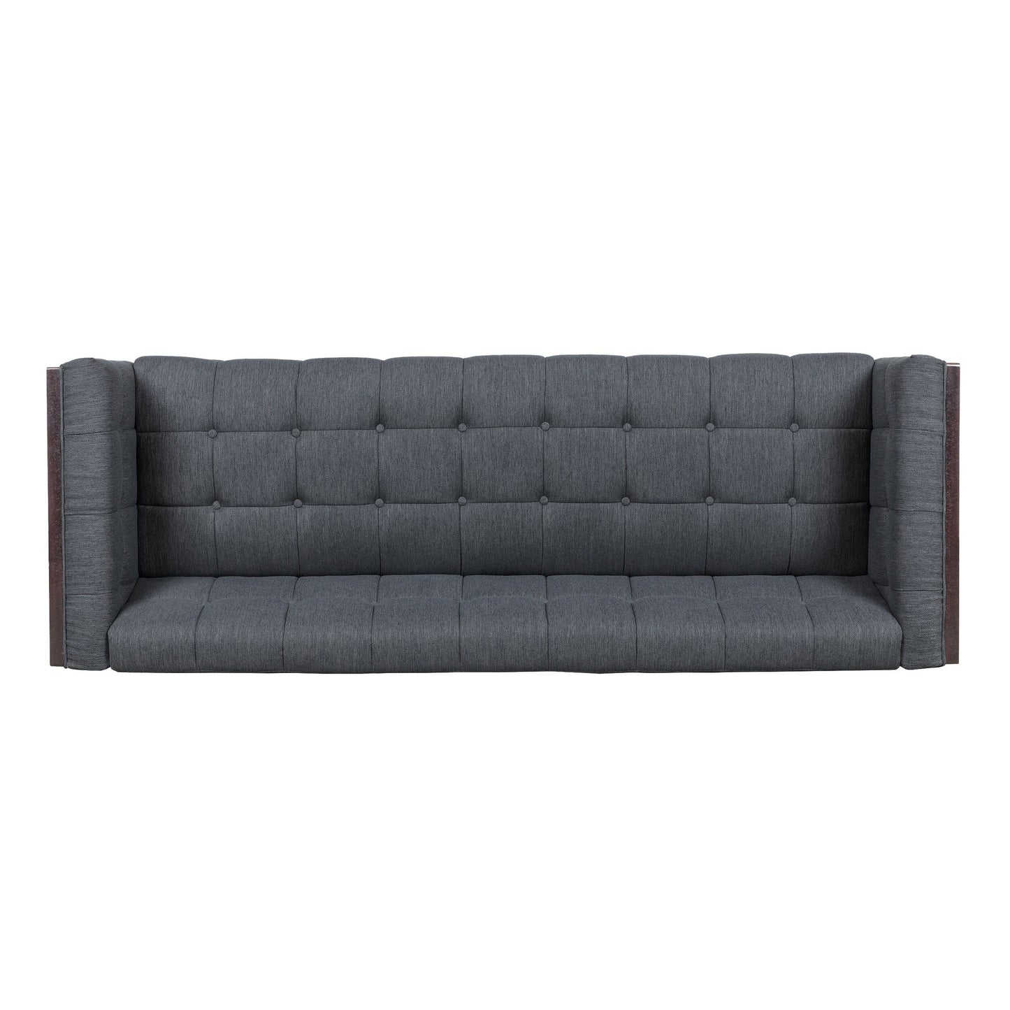 31.5 Button Tufted 3-seater Sofa with Wood Legs and Rubberwood Frame for Living Room