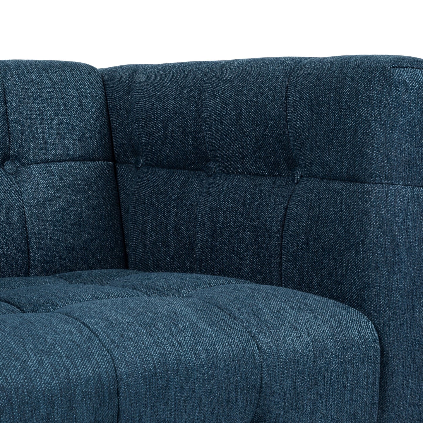 31.5 Button Tufted 3-seater Sofa with Wood Legs and Rubberwood Frame for Living Room