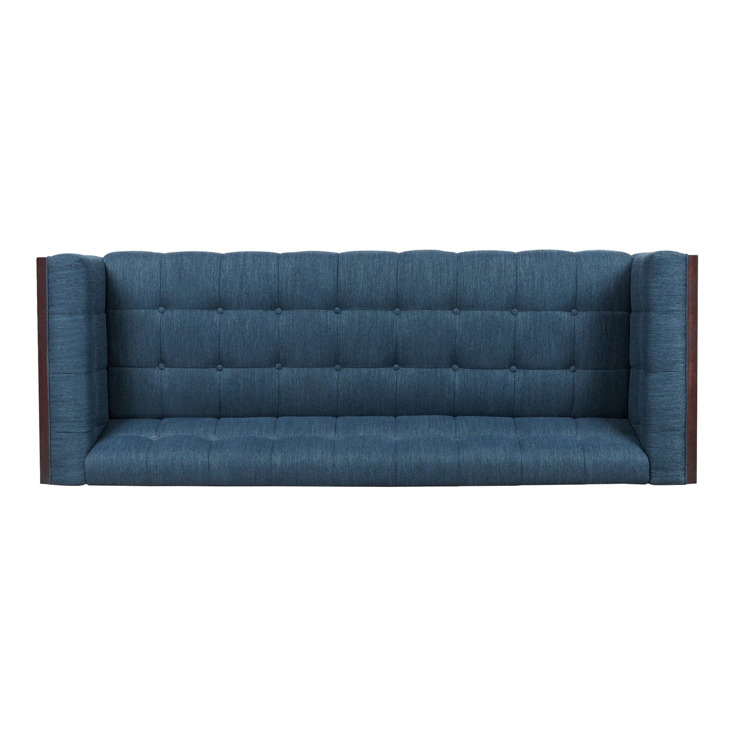 31.5 Button Tufted 3-seater Sofa with Wood Legs and Rubberwood Frame for Living Room