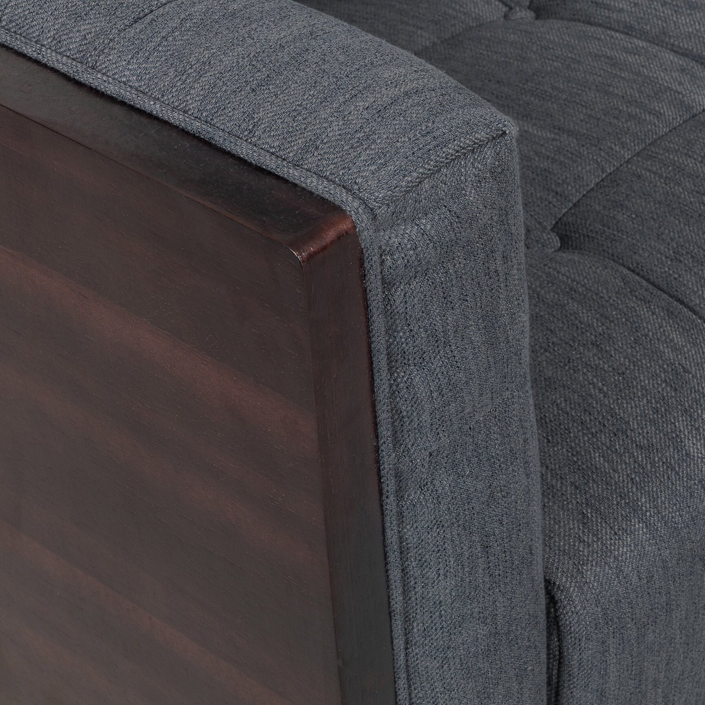 31.5 Button Tufted 3-seater Sofa with Wood Legs and Rubberwood Frame for Living Room
