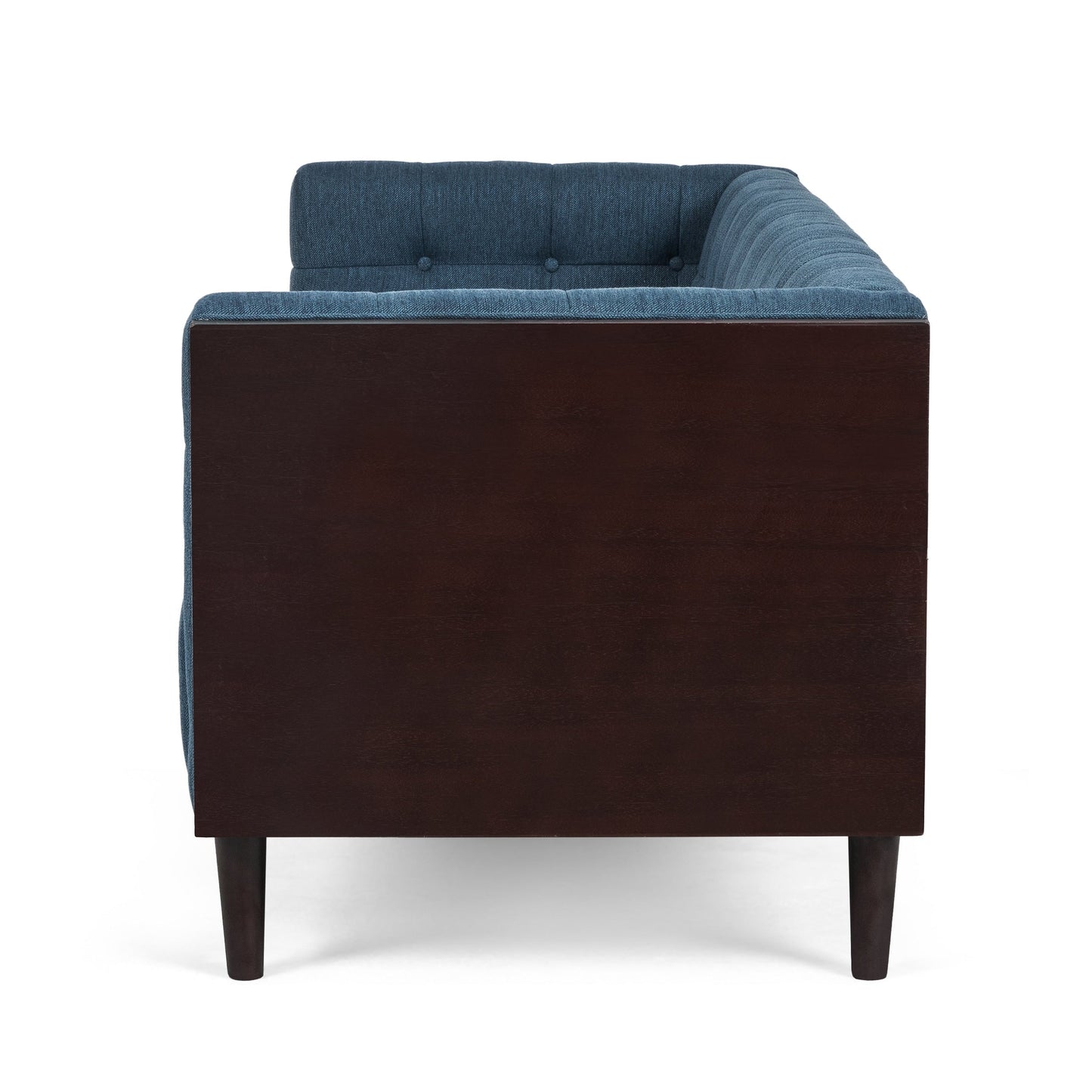 31.5 Button Tufted 3-seater Sofa with Wood Legs and Rubberwood Frame for Living Room
