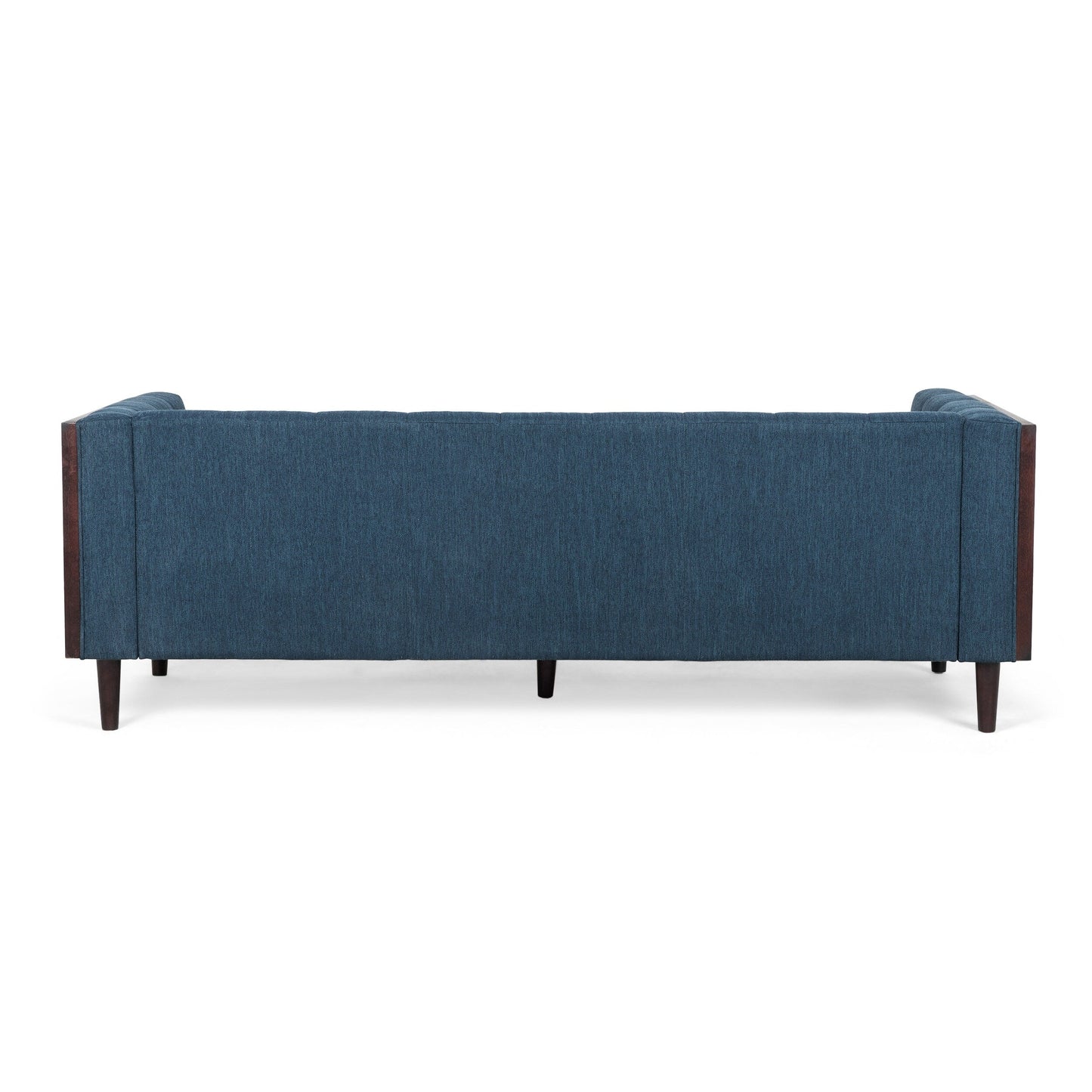 31.5 Button Tufted 3-seater Sofa with Wood Legs and Rubberwood Frame for Living Room