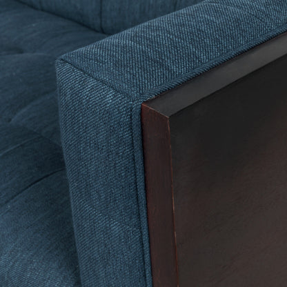 31.5 Button Tufted 3-seater Sofa with Wood Legs and Rubberwood Frame for Living Room