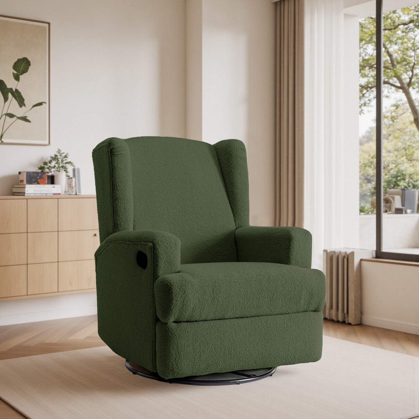 31'' W Wingback Manual Glider Swivel Rocker Recliner Nursery Chair