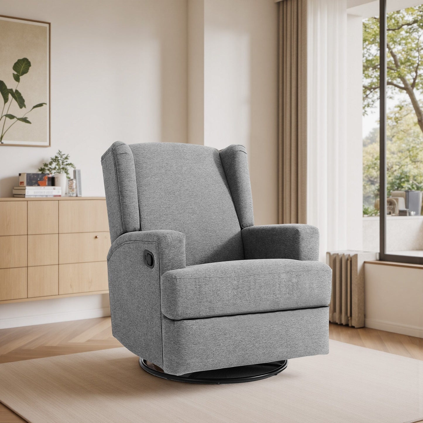 31'' W Wingback Manual Glider Swivel Rocker Recliner Nursery Chair