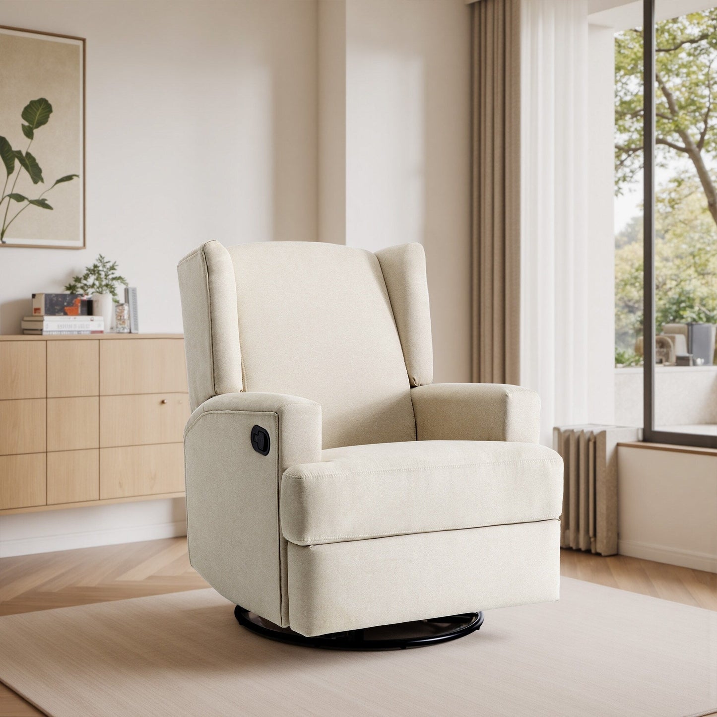 31'' W Wingback Manual Glider Swivel Rocker Recliner Nursery Chair