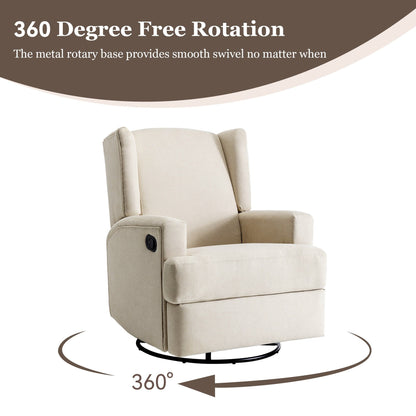 31'' W Wingback Manual Glider Swivel Rocker Recliner Nursery Chair