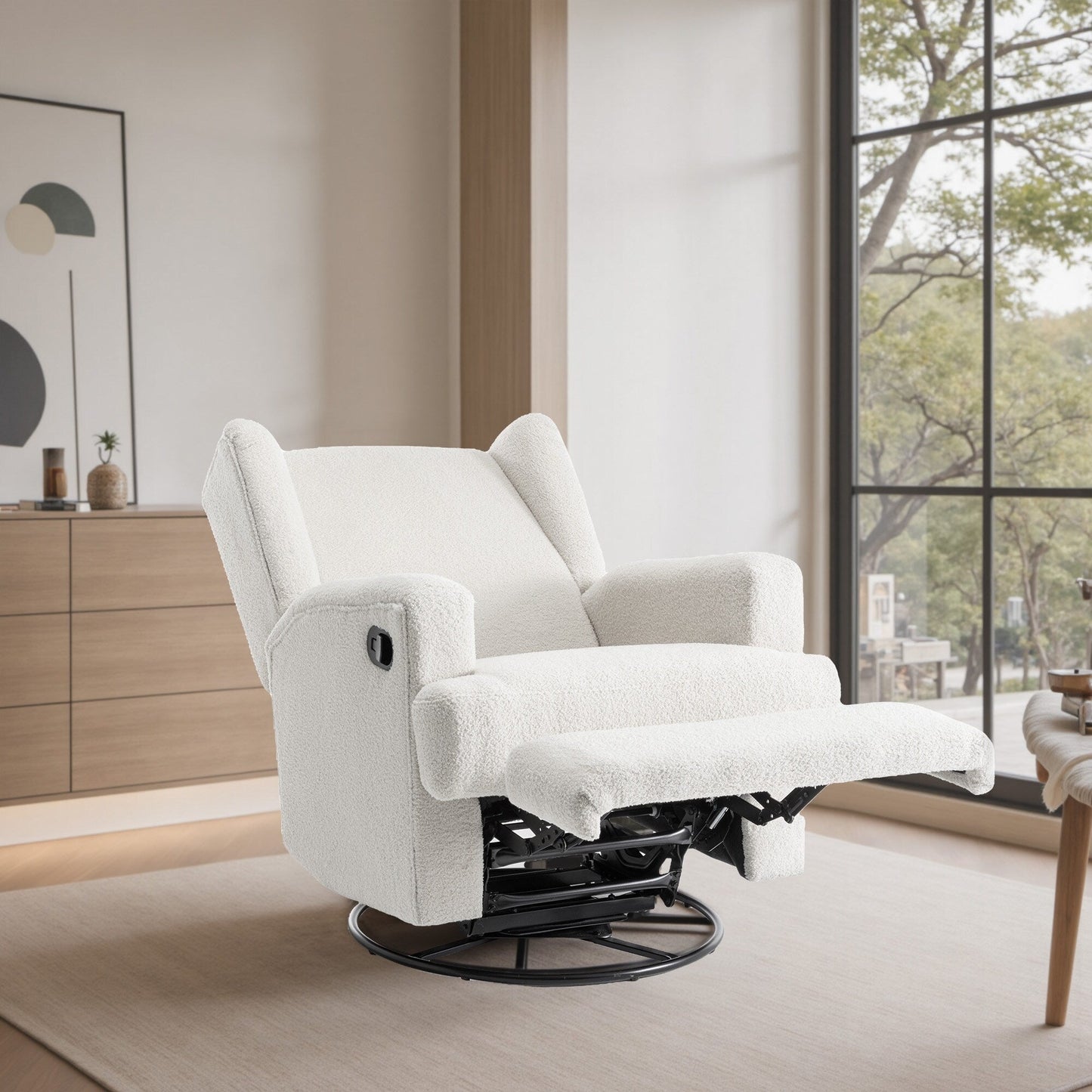 31'' W Wingback Manual Glider Swivel Rocker Recliner Nursery Chair