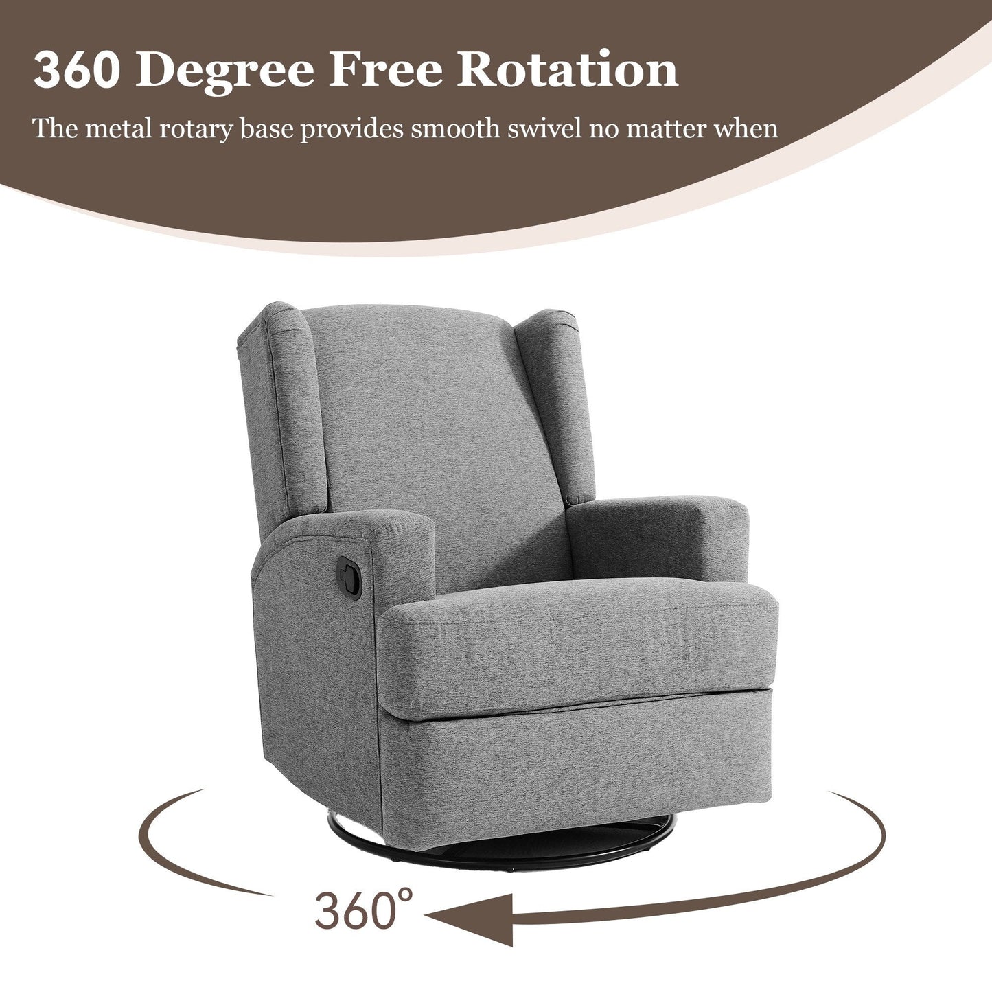 31'' W Wingback Manual Glider Swivel Rocker Recliner Nursery Chair