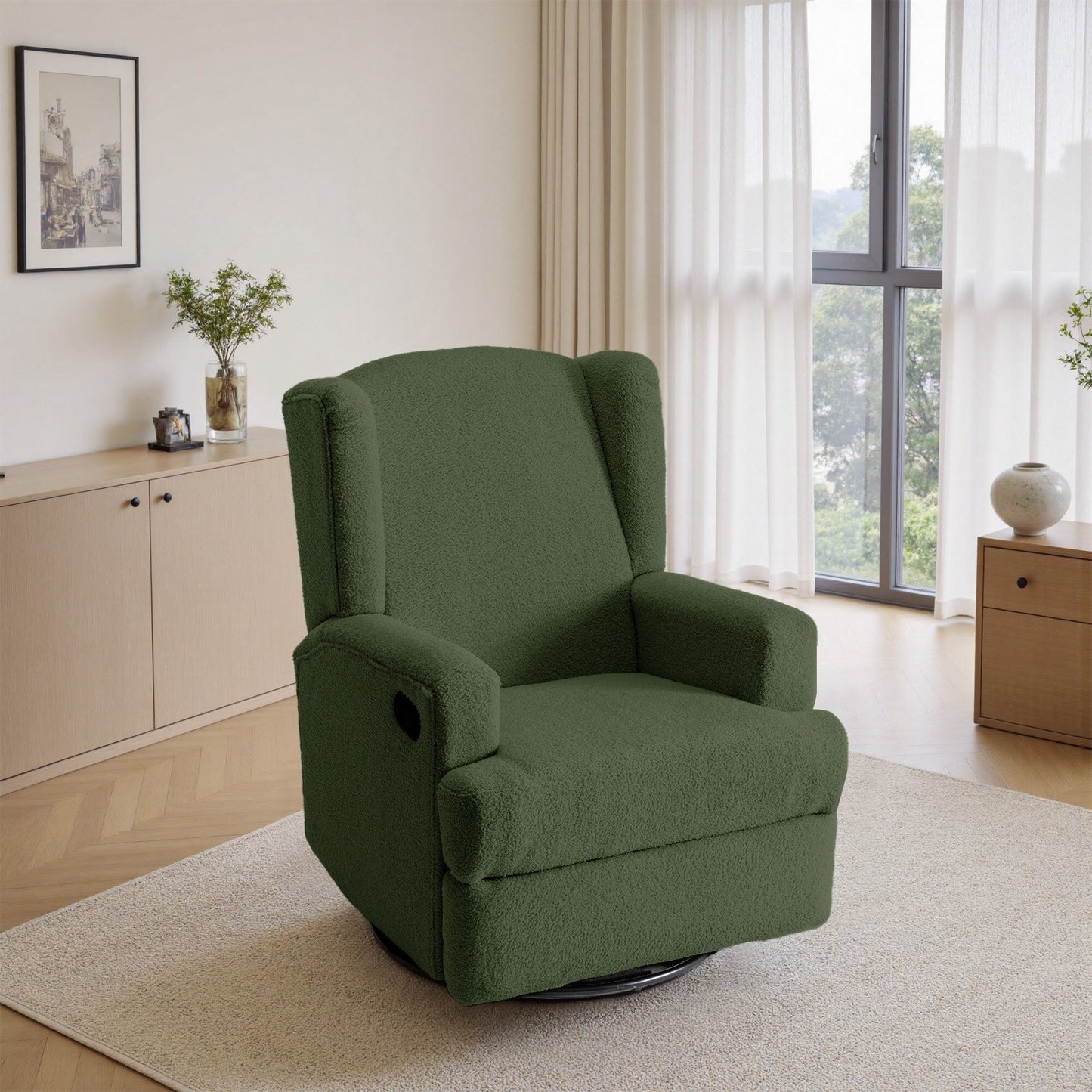31'' W Wingback Manual Glider Swivel Rocker Recliner Nursery Chair