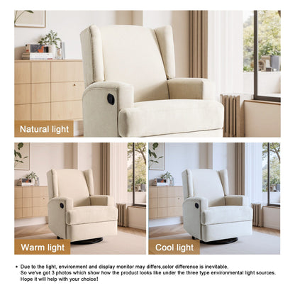 31'' W Wingback Manual Glider Swivel Rocker Recliner Nursery Chair