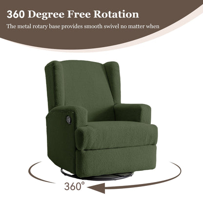 31'' W Wingback Manual Glider Swivel Rocker Recliner Nursery Chair
