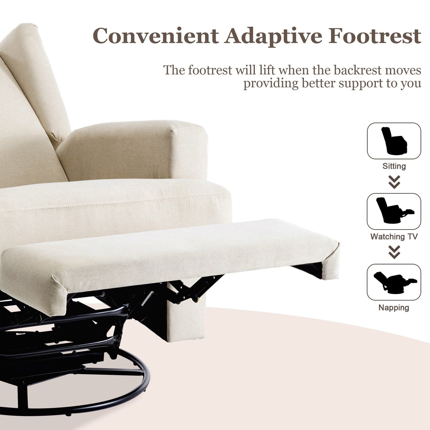 31'' W Wingback Manual Glider Swivel Rocker Recliner Nursery Chair