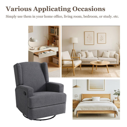 31'' W Wingback Manual Glider Swivel Rocker Recliner Nursery Chair