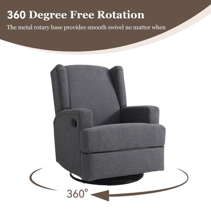 31'' W Wingback Manual Glider Swivel Rocker Recliner Nursery Chair