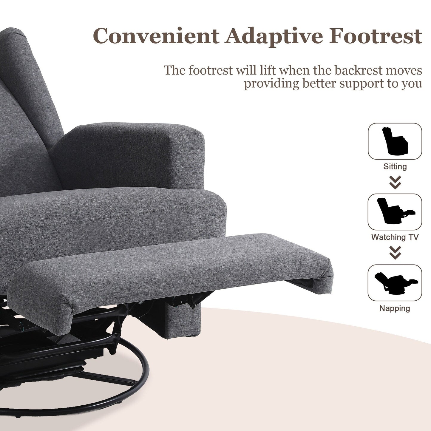 31'' W Wingback Manual Glider Swivel Rocker Recliner Nursery Chair