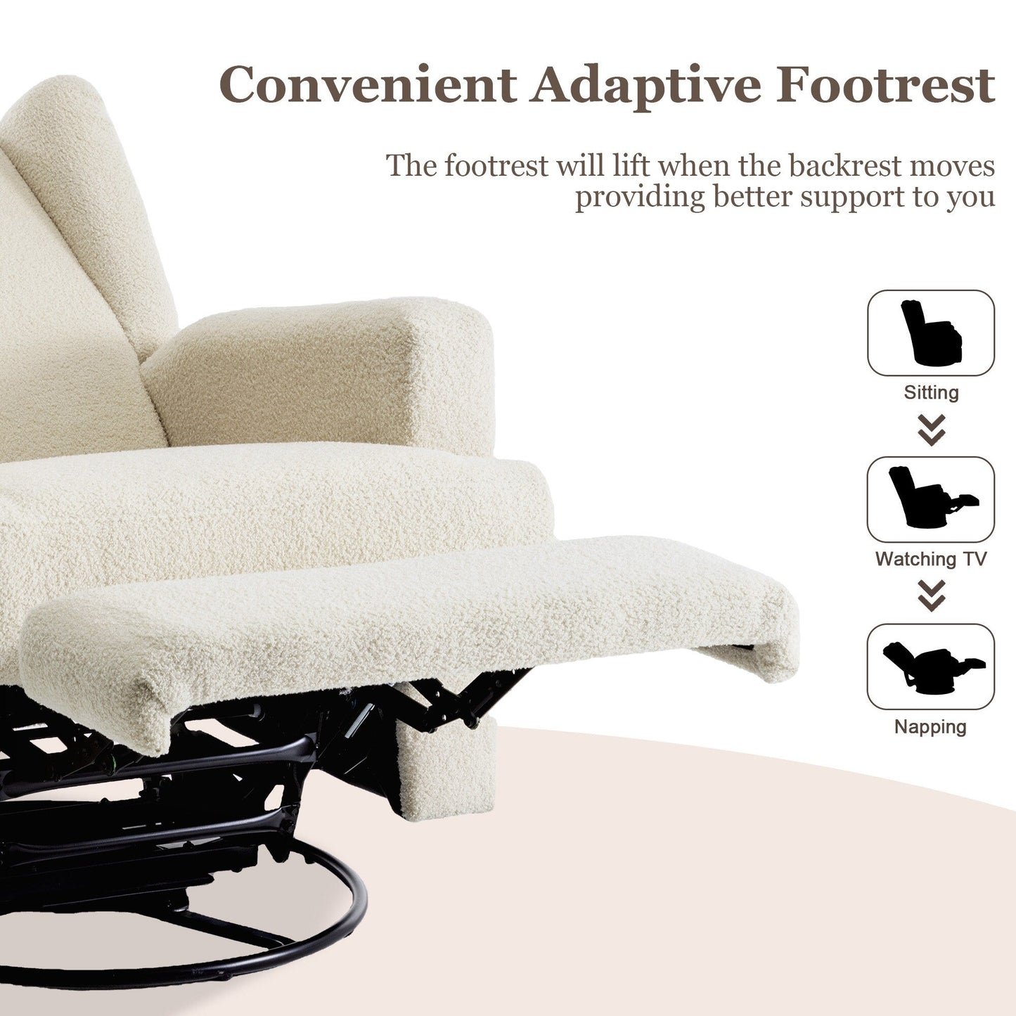 31'' W Wingback Manual Glider Swivel Rocker Recliner Nursery Chair