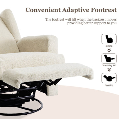 31'' W Wingback Manual Glider Swivel Rocker Recliner Nursery Chair
