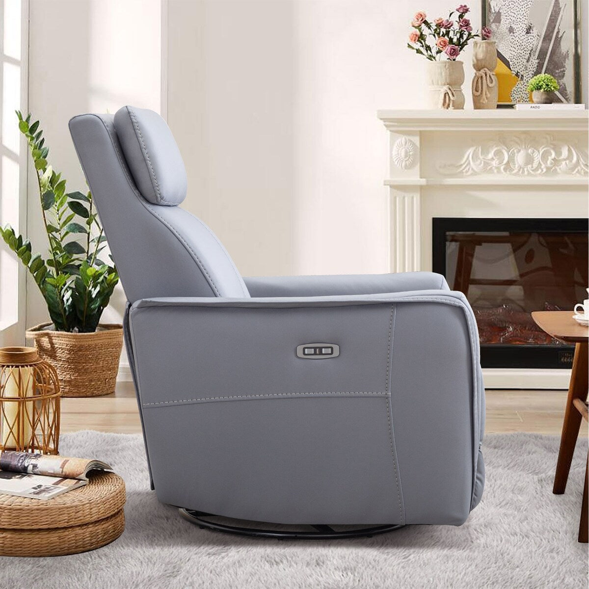 32.3'' Wide Power Swivel Rocker Recliner Chairwith USB Ports